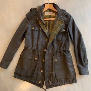 Burberry Brit Hooded Utility Jacket, Olive, Size 4